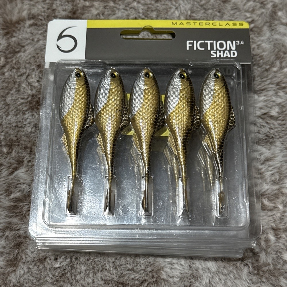 "New Release"   MASTERCLASS   6th Sense Fiction Shad 3.4" Golden Shiner Lot 5